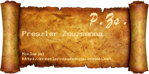 Preszler Zsuzsanna névjegykártya